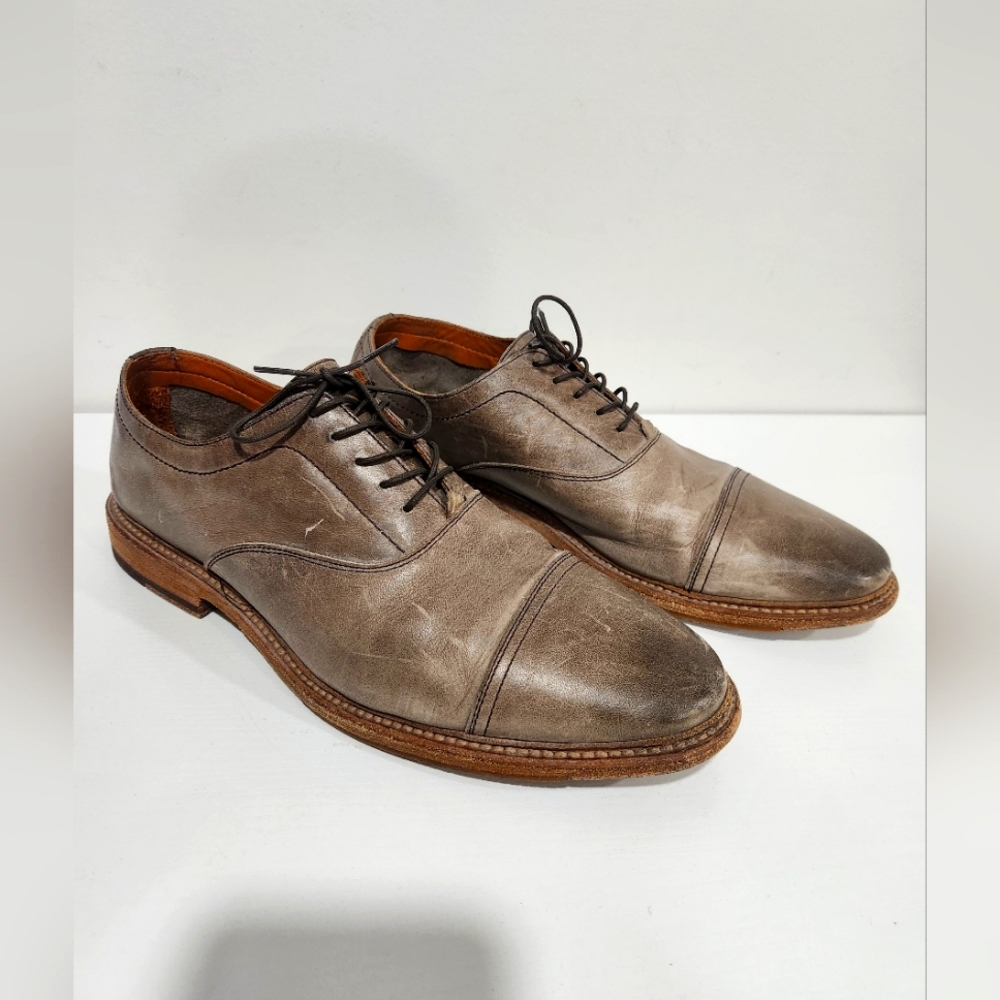 BRL Men's 11D Cap Toe Oxford Dress Shoes Leather Made in Mexico Distressed Tan